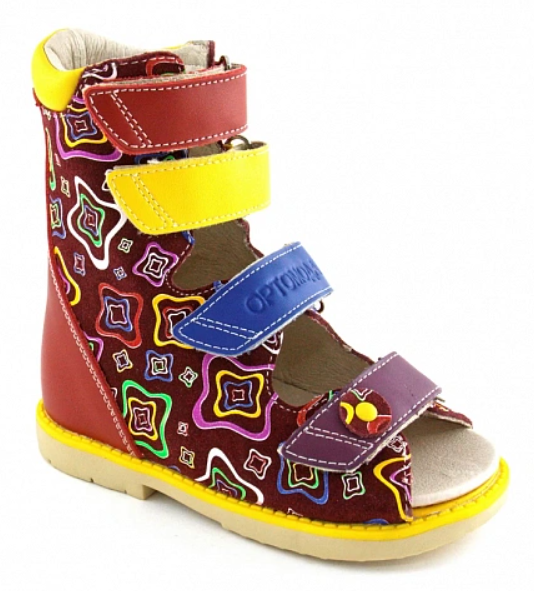 Сандалии ортопедические высокие детские с жестким берцем Ортомода 2139 с каблуком Томаса фото 1