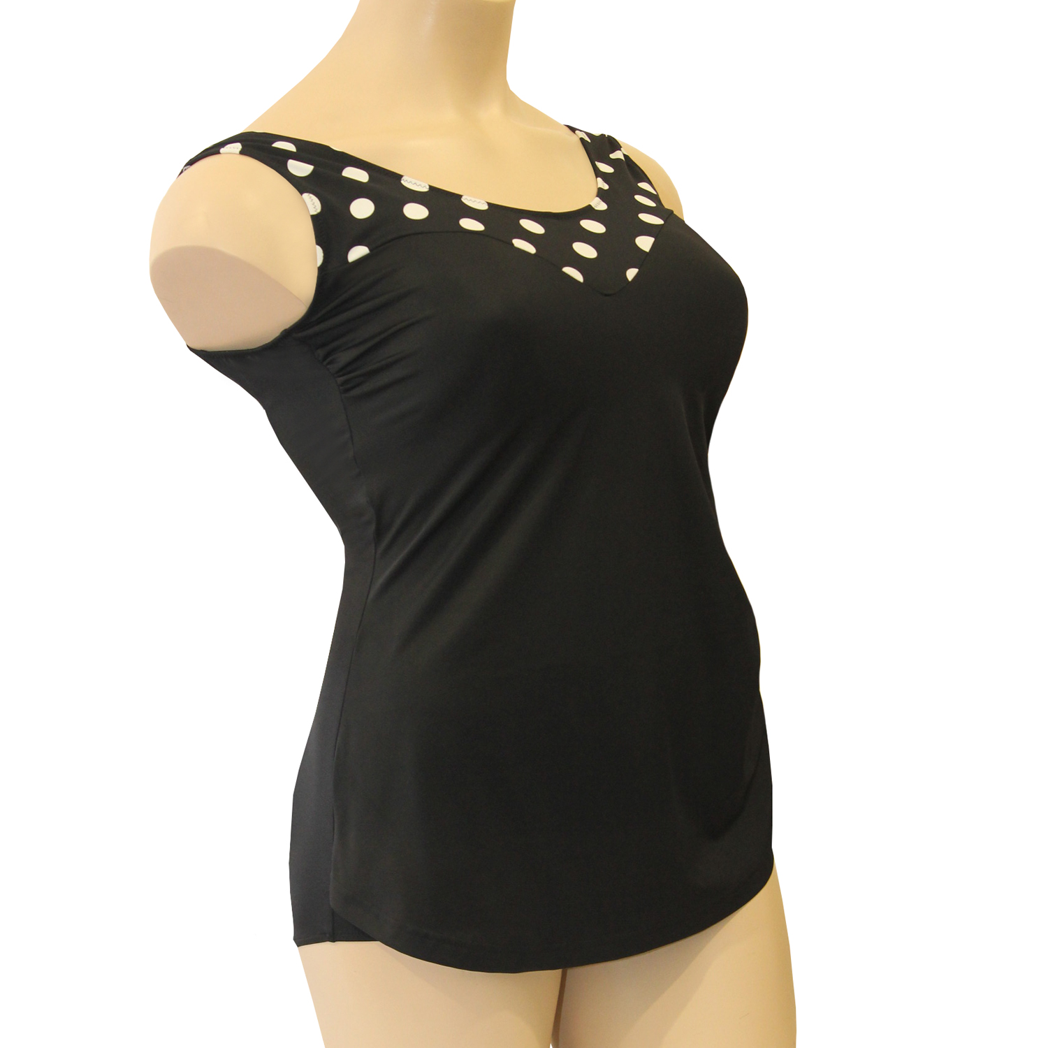 Купальник после мастэктомии Крупные горохи на чёрном К0914 П202 фото 1