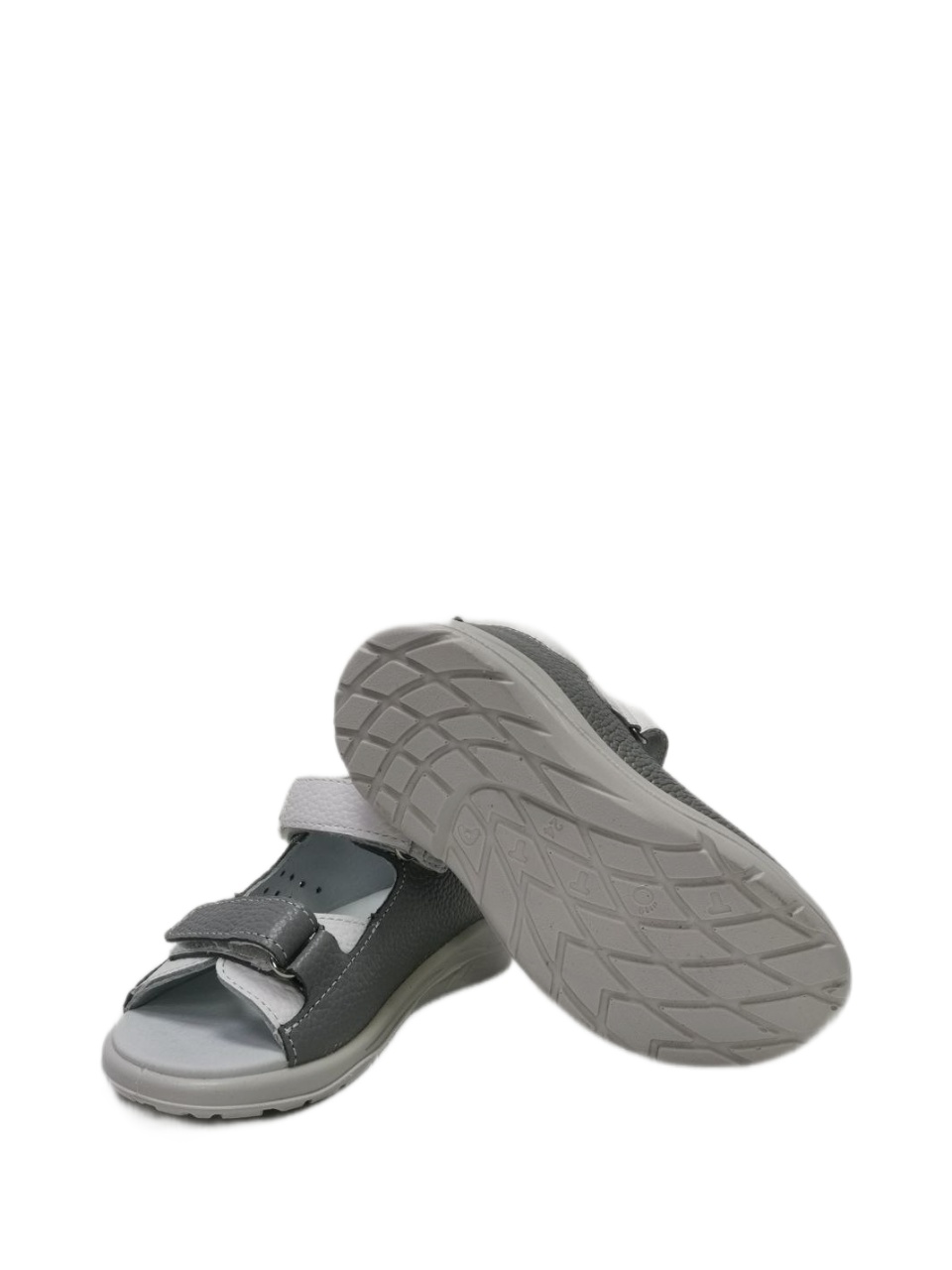 Босоножки  детские с открытым носом, светло-серый/белый 0231-КП-711,709 фото 3